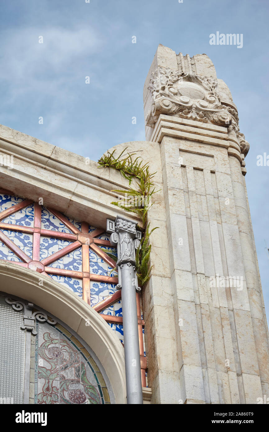 Dettagli degli esterni del mercato centrale, Valencia, Spagna. Foto Stock