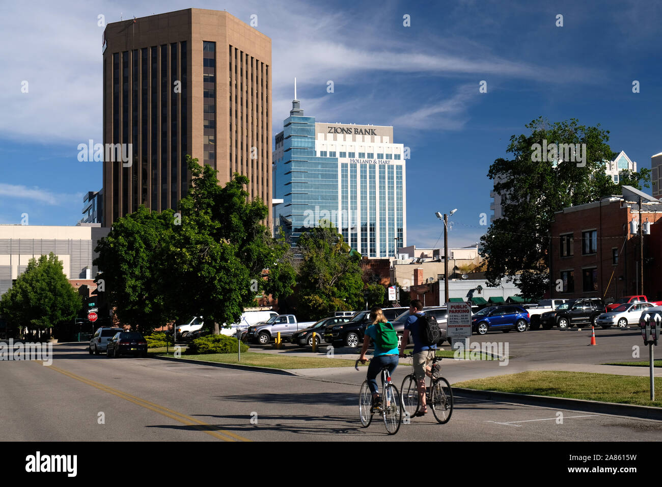 Percorsi in bicicletta in centro a Boise, Idaho Foto Stock