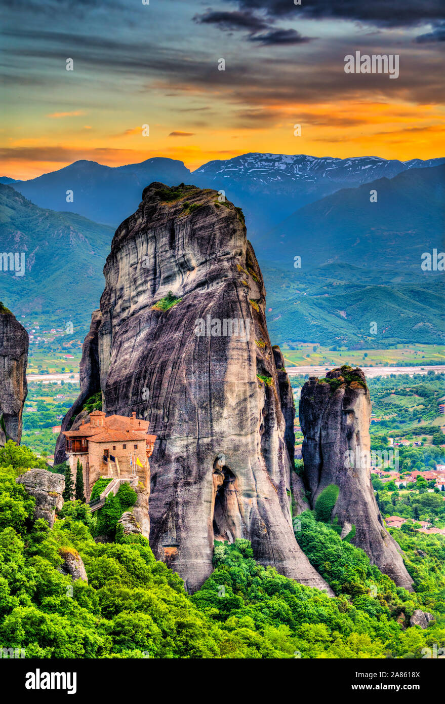 Monastero di Roussanou a Meteora in Grecia Foto Stock