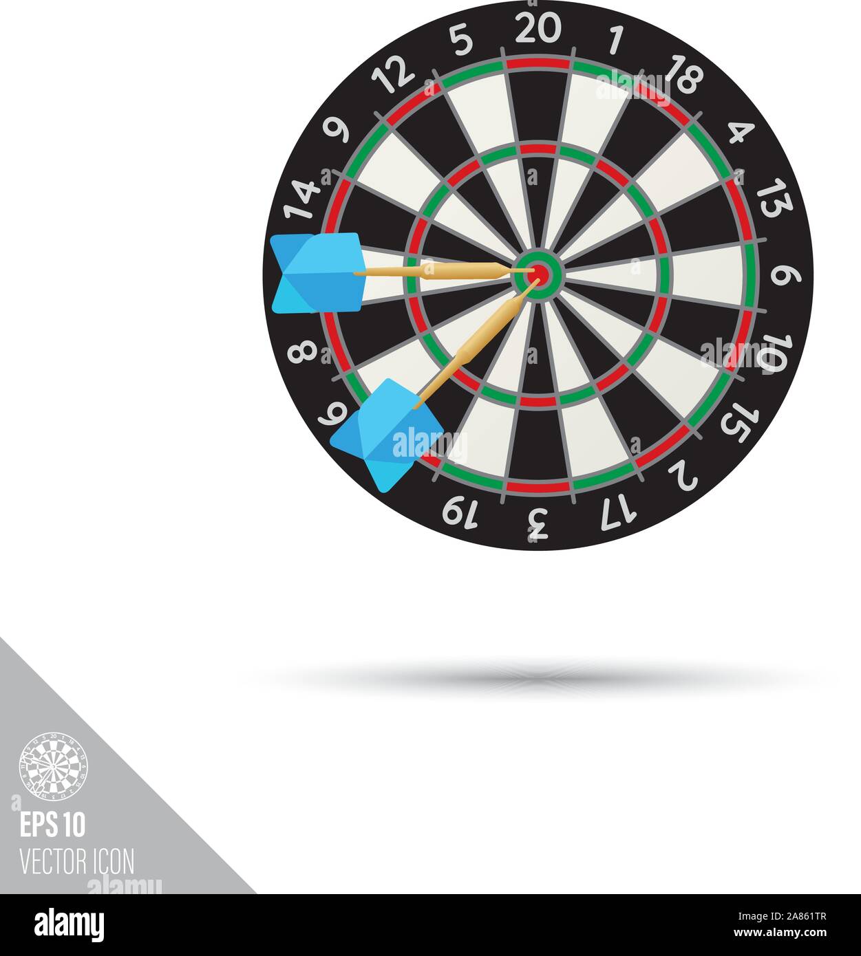 Stile liscio dartboard con freccette icona. Target di attrezzature sportive illustrazione vettoriale. Illustrazione Vettoriale