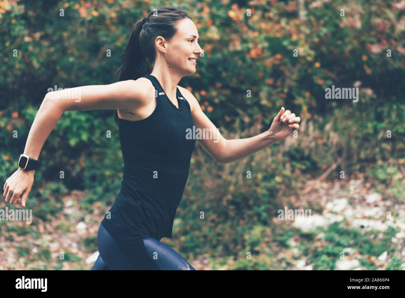 Ritratto di caucasici donna sano stile di vita in movimento. Foto Stock