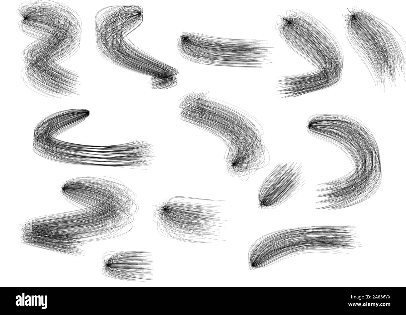 Serie di curve nero linee ondulate spazzola Foto Stock