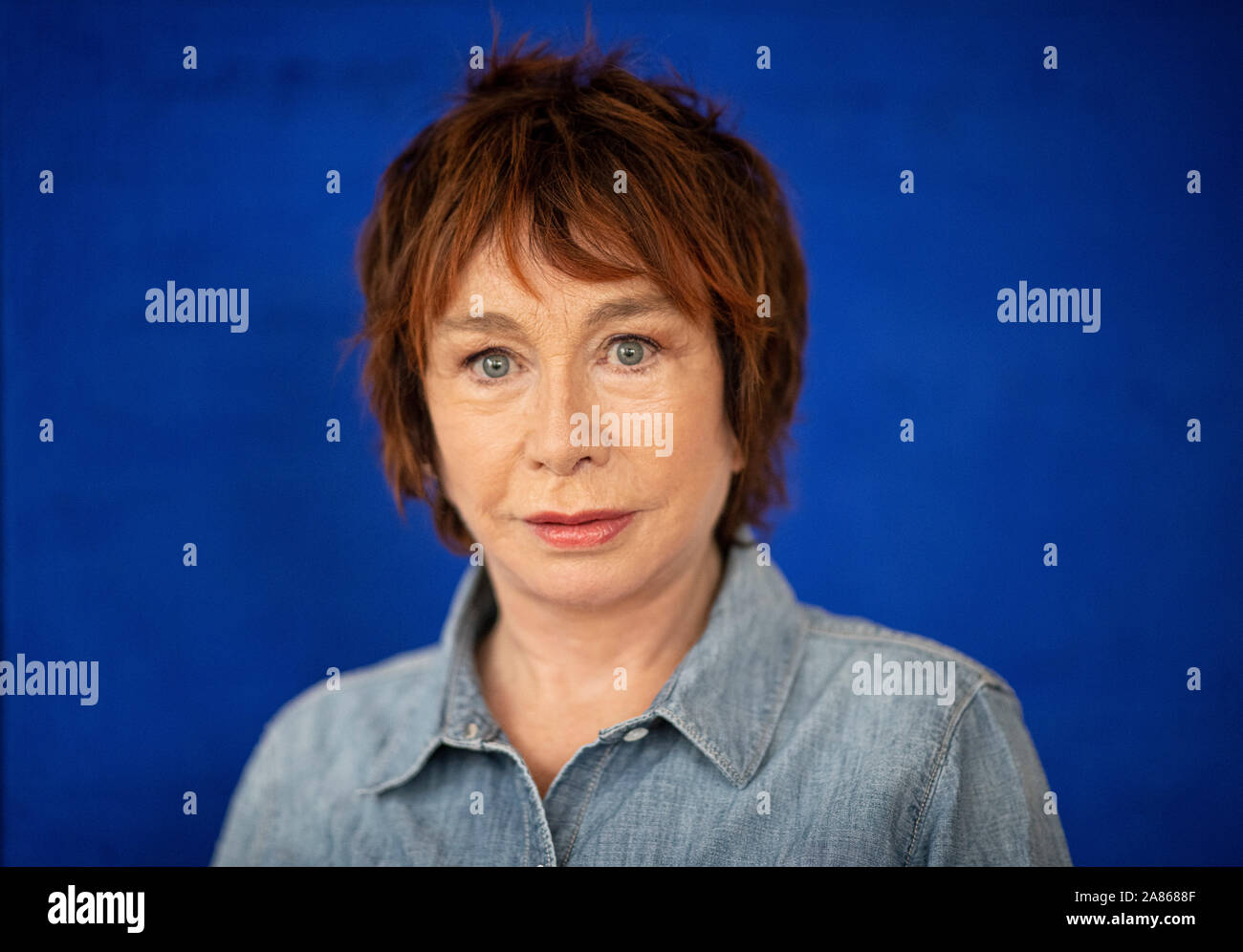 06 novembre 2019, Berlin: Elfie Donnelly, creatore dei bambini radio della serie play Bibi Blocksberg e Benjamin Blümchen, sorge in un appartamento a Berlino. Foto: Fabian Sommer/dpa Foto Stock