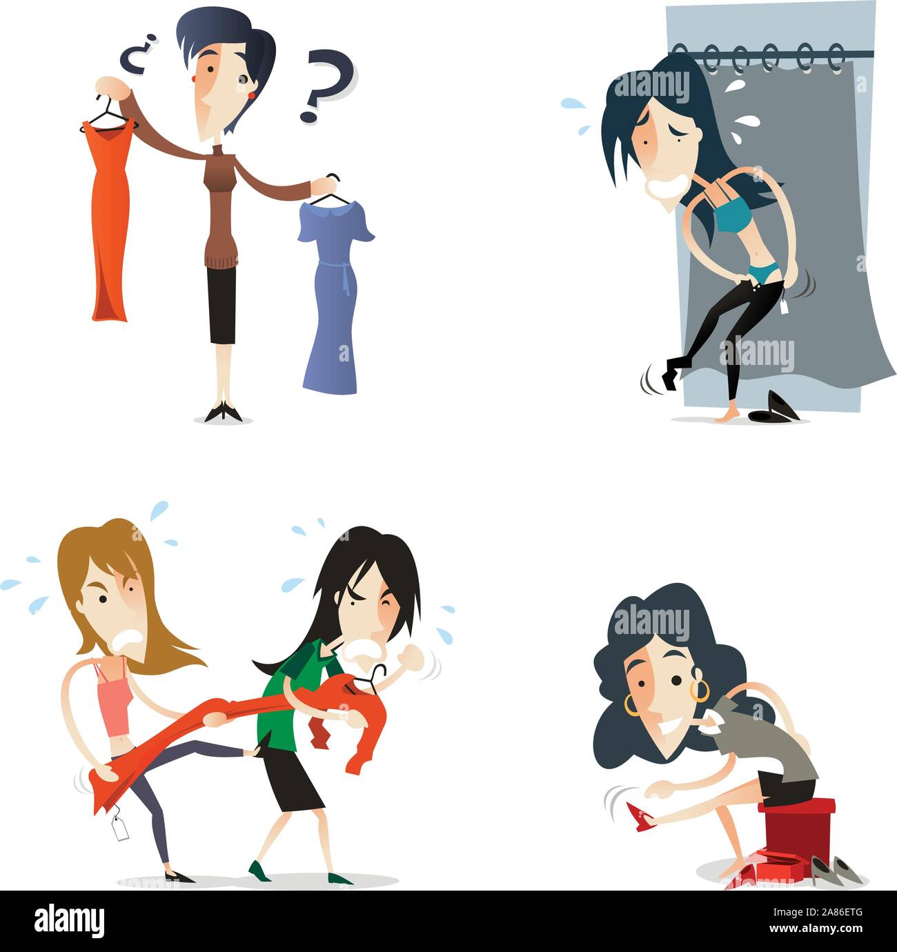 Cartoon donne shopping Illustrazione Vettoriale