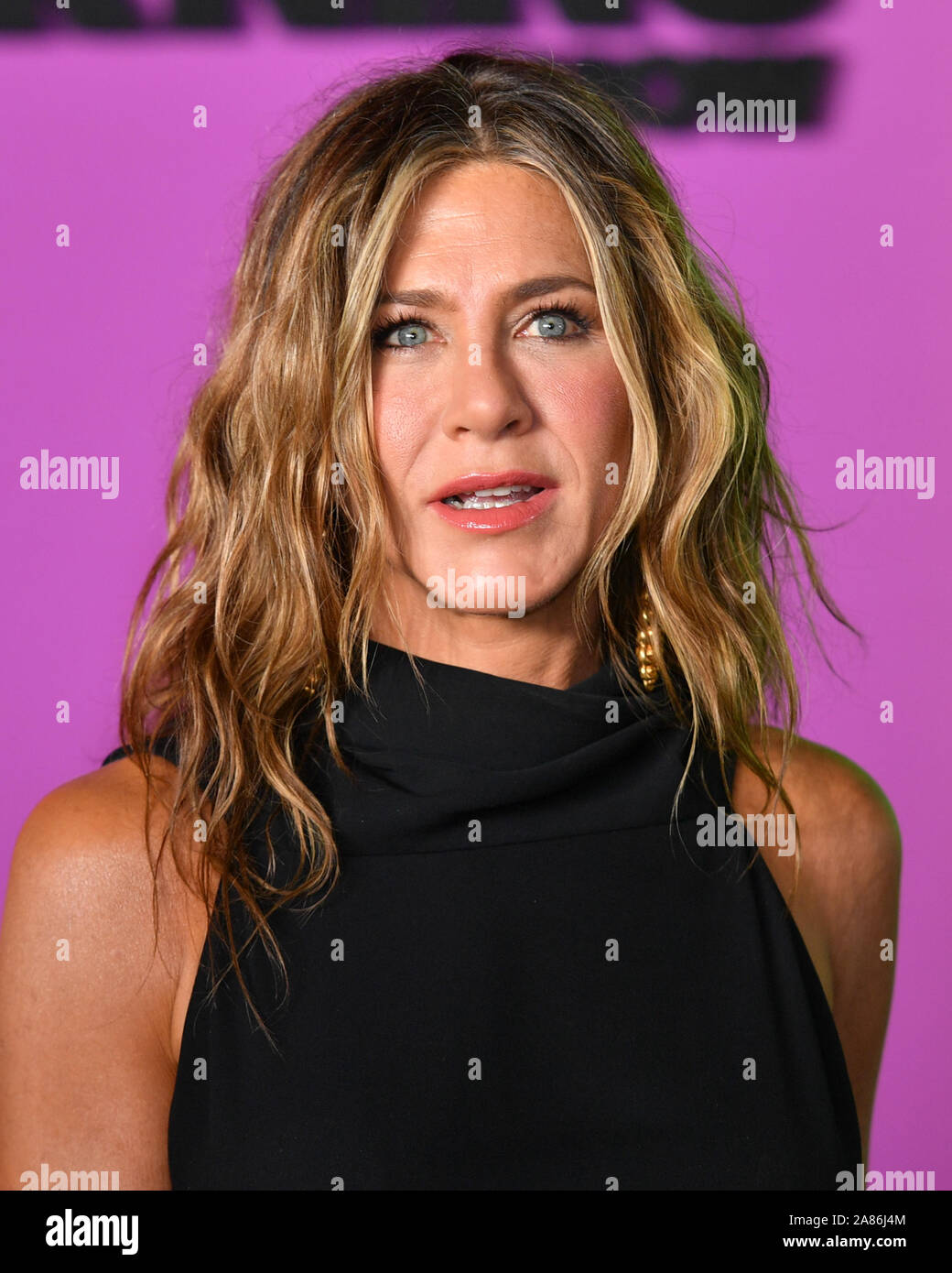 'Lo show del mattino' spettacolo TV premiere, arrivi, Lincoln Center di David Geffen Hall di New York, Stati Uniti d'America - 28 ott 2019 - Jennifer Aniston Foto Stock