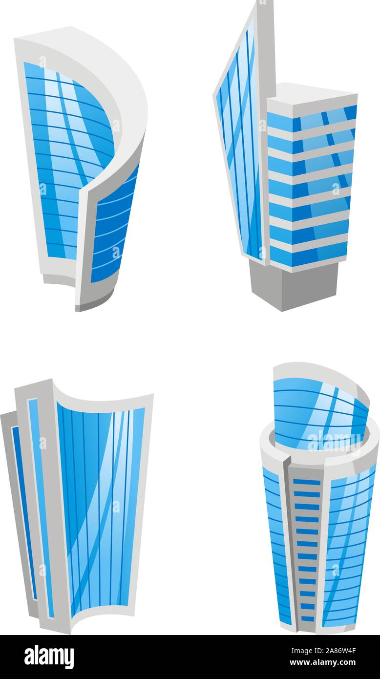 Edificio alto Business grattacielo Torre per antenna imposta illustrazione vettoriale. Illustrazione Vettoriale