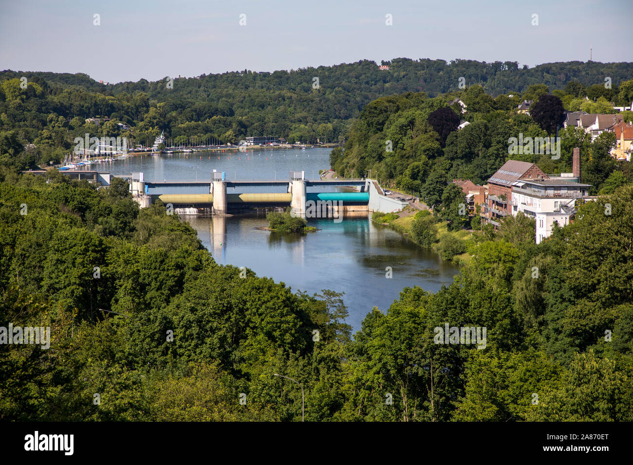 Essen-Werden, parete della diga del lago Baldeney, Ruhr, Foto Stock