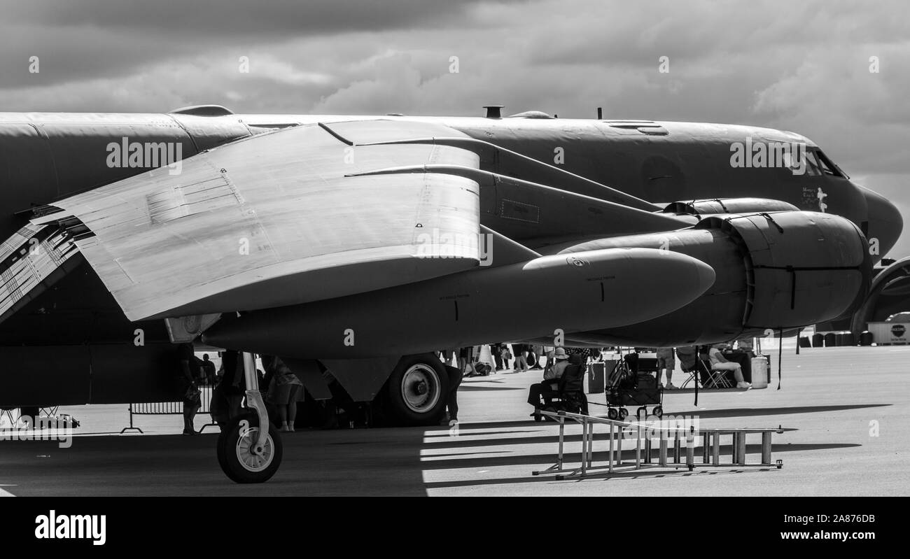 Una United States Air Force B Stratofortress siede sul display statico al 2018 Vectren Airshow di Dayton. Foto Stock