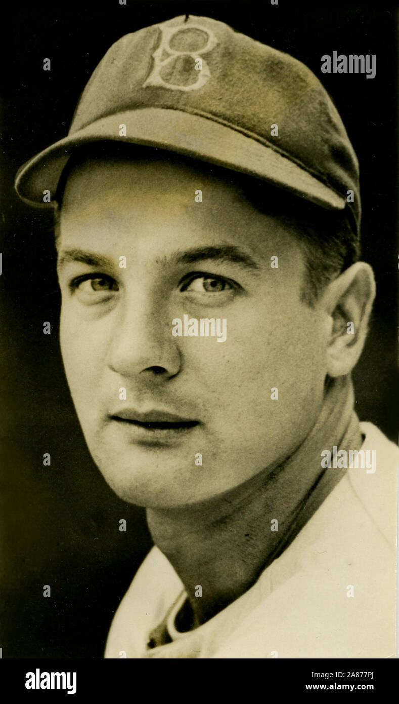 Vintage degli anni Quaranta era foto in bianco e nero di Brooklyn Dodgers giocatore di baseball Hermanski Gene. Foto Stock