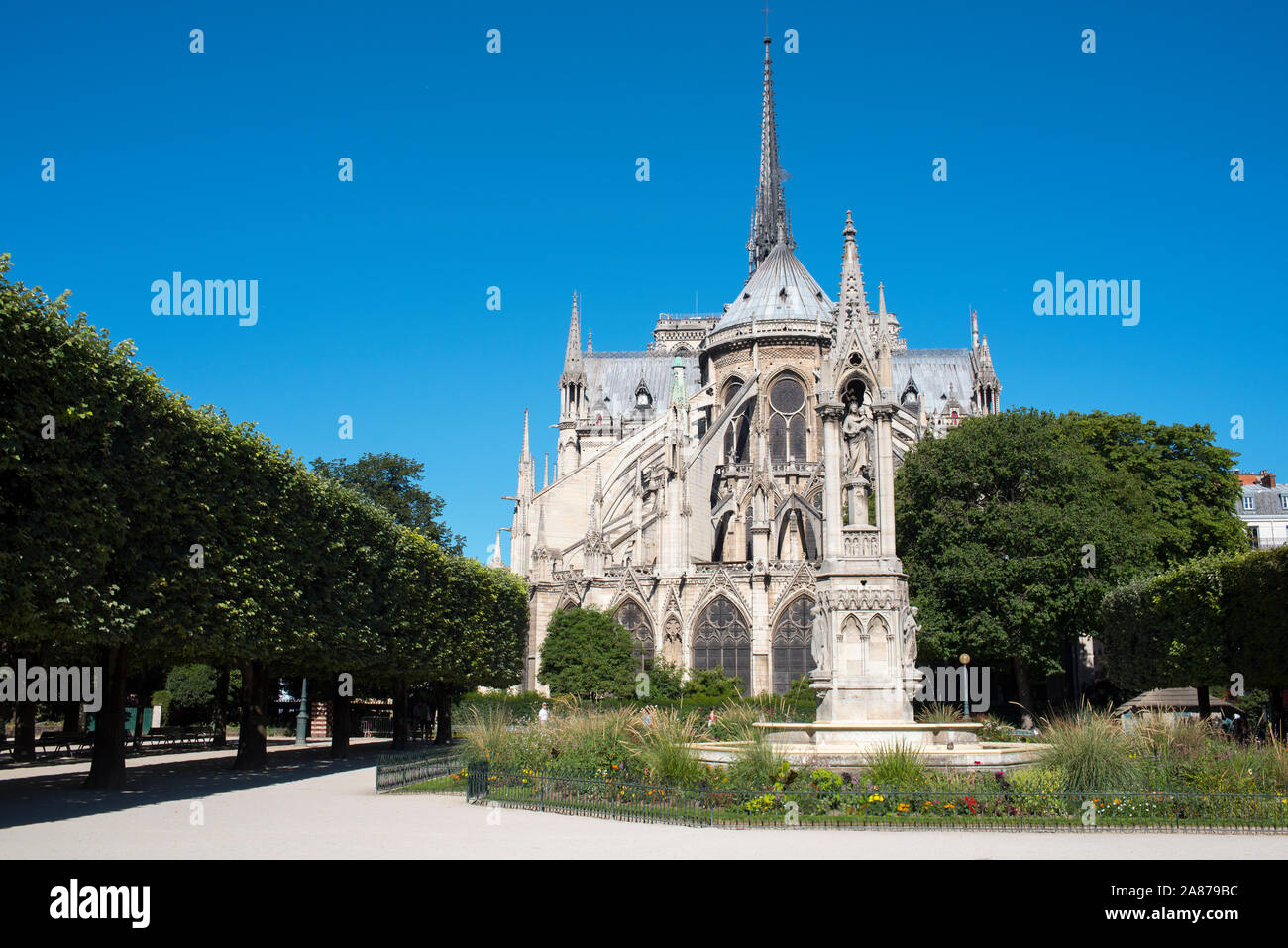 Parigi, Francia 2016. Notre Dame davanti al fuoco Foto Stock