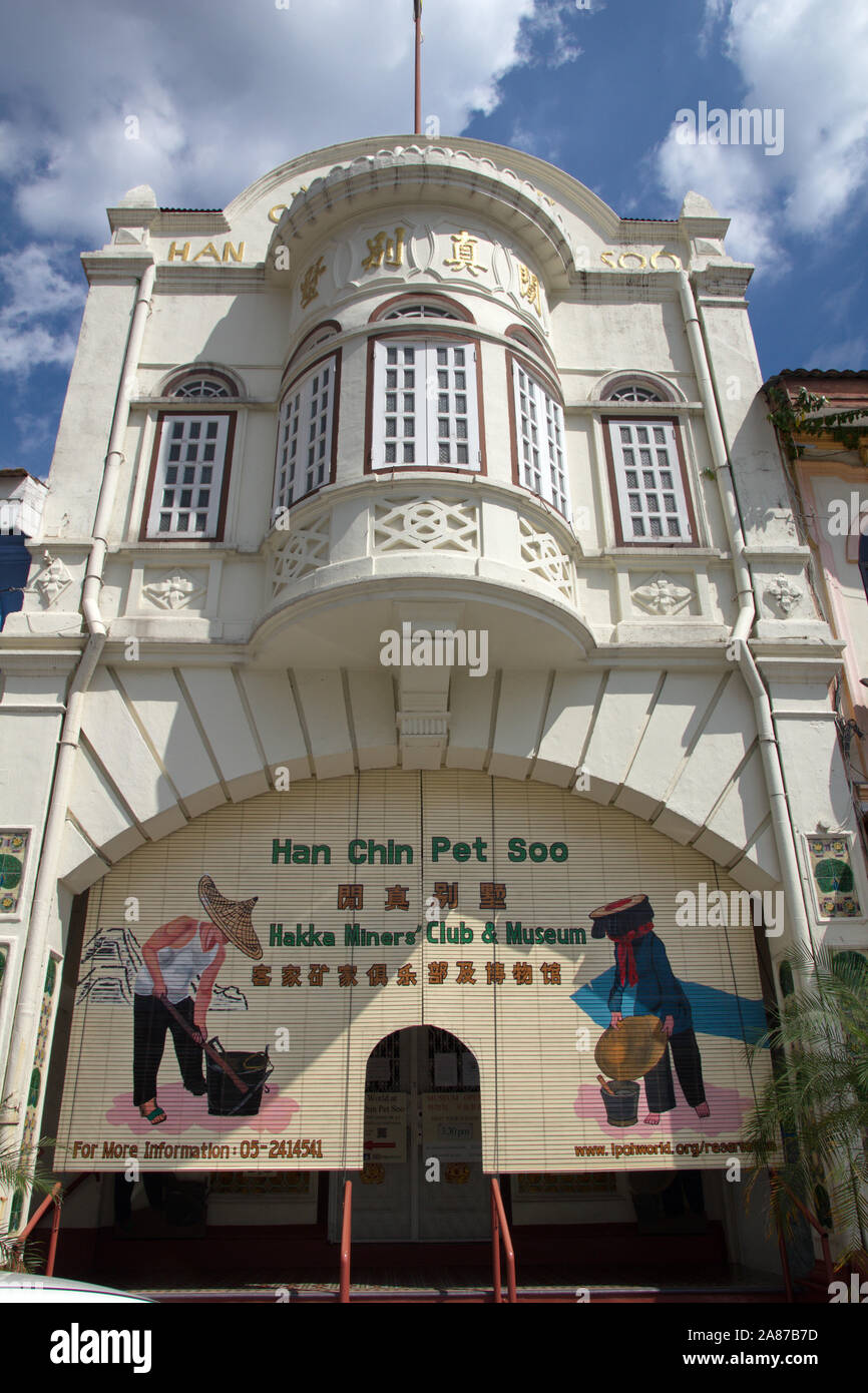 La facciata della Hakka dei minatori e Club Museum di Ipoh, Perak, Malaysia Foto Stock