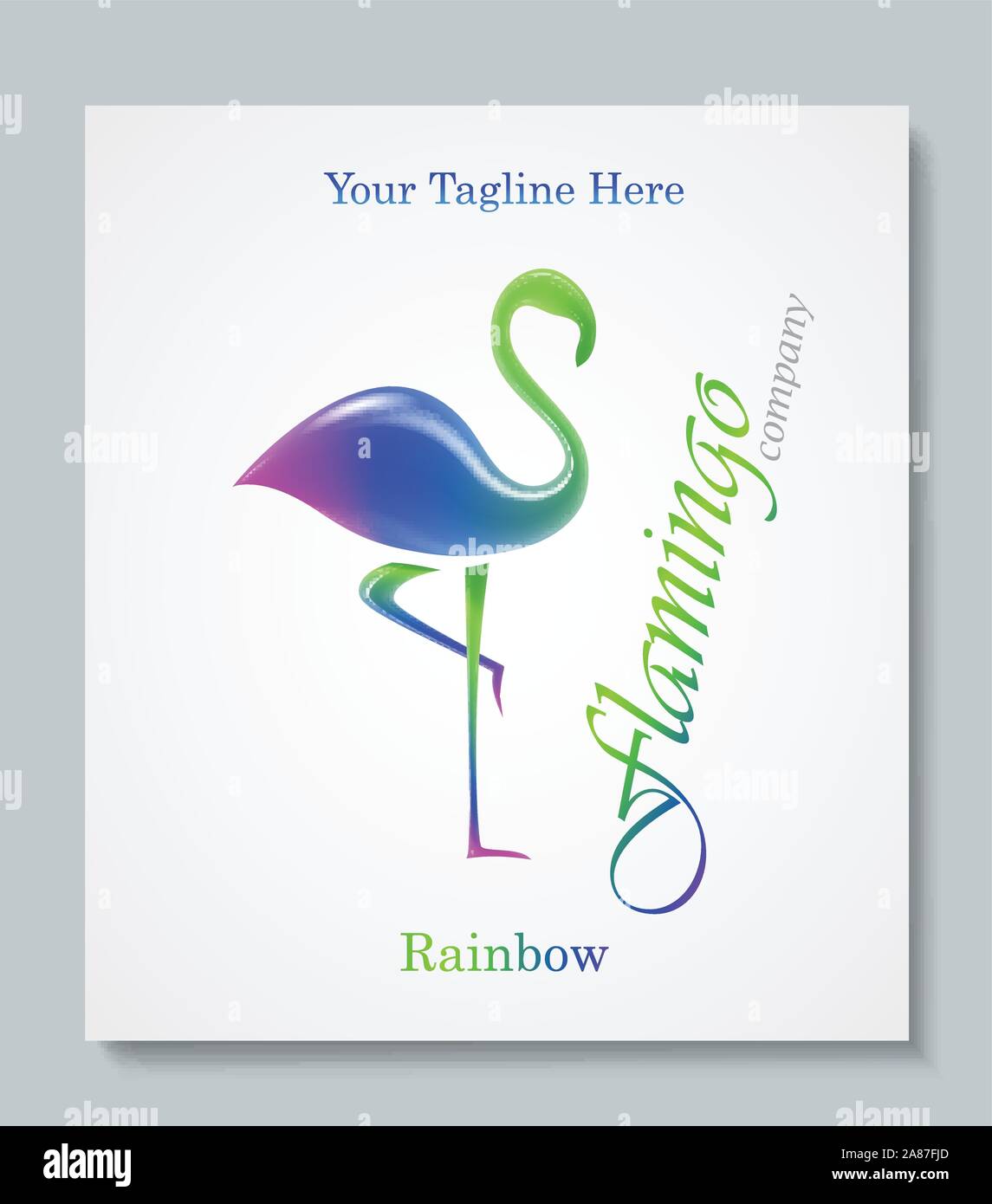 Immagine di lusso logo arcobaleno Flamingo. Business Design per spa, classe di yoga, hotel e resort. Illusration vettore Illustrazione Vettoriale