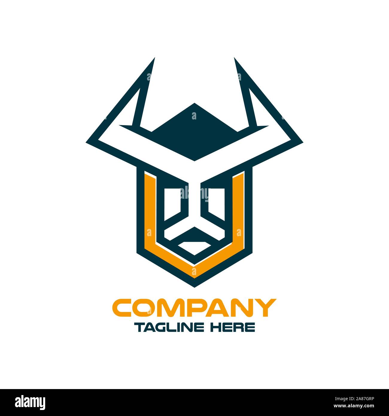 Moderna lettera V e la testa del logo Viking. Illustrazione Vettoriale. Illustrazione Vettoriale
