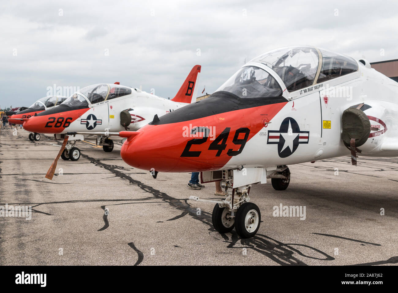 YPSILANTI, Michigan / STATI UNITI D'America - 26 agosto 2018: una marina degli Stati Uniti T-45 Astore sul display a 2018 Thunder su airshow Michigan. Foto Stock