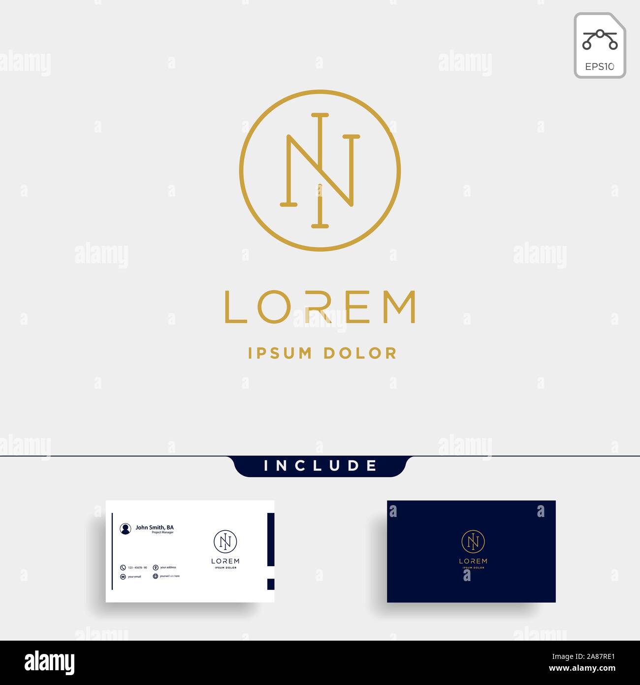 Lettera N NI IN Monogram Logo Design icona minima Illustrazione Vettoriale