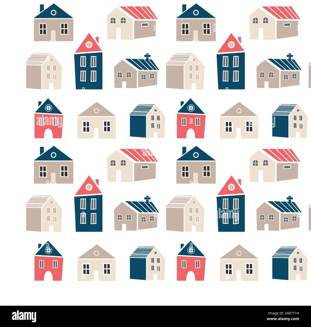 Carino seamless pattern con case in scandinavo, stile Nordic. Piuttosto sfondo per bambini raccolta. illustrazione. Stile alla moda Illustrazione Vettoriale