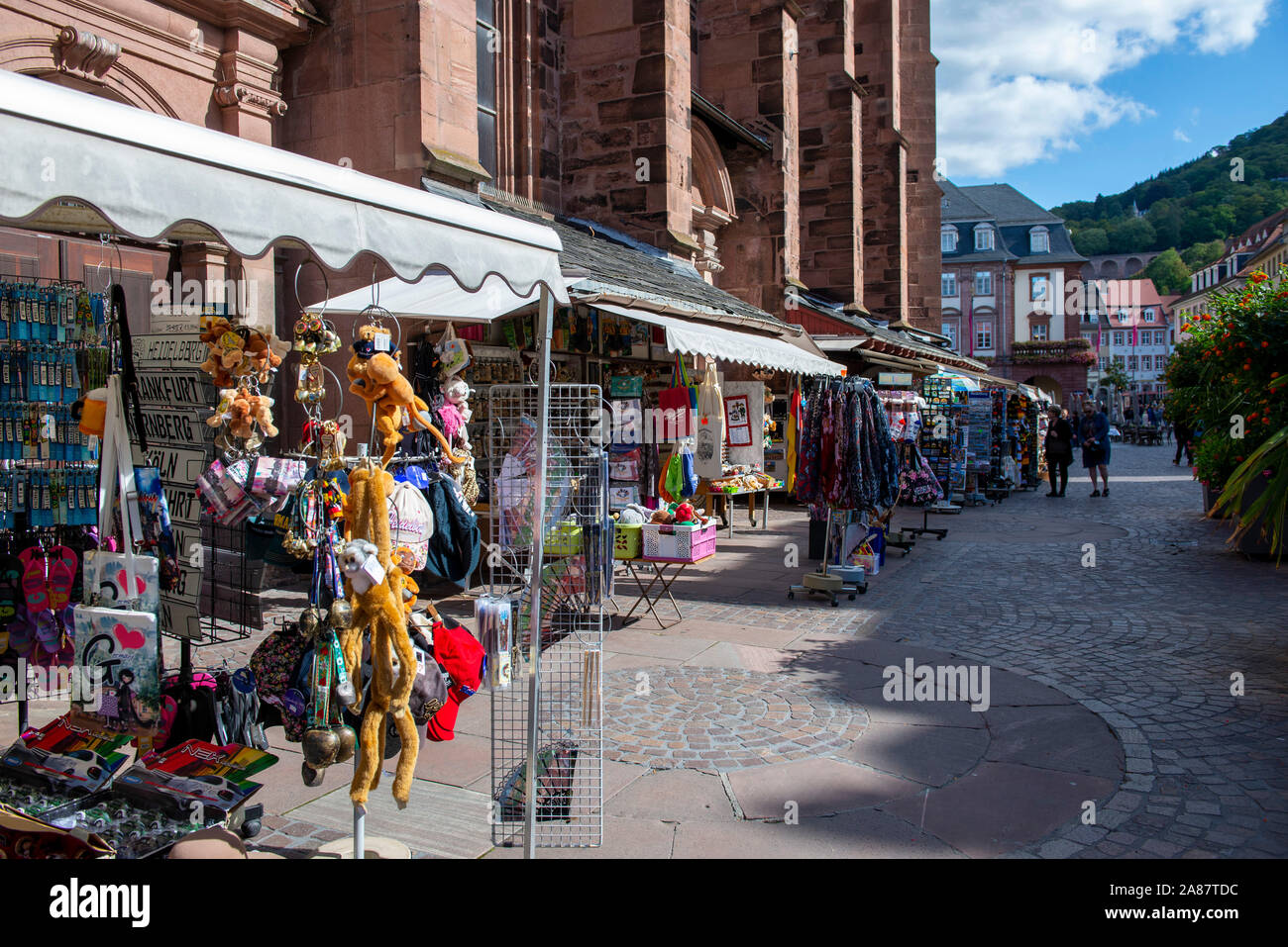 Le bancarelle del mercato a Heidelberg, Germania sud-occidentale Europa UE Foto Stock