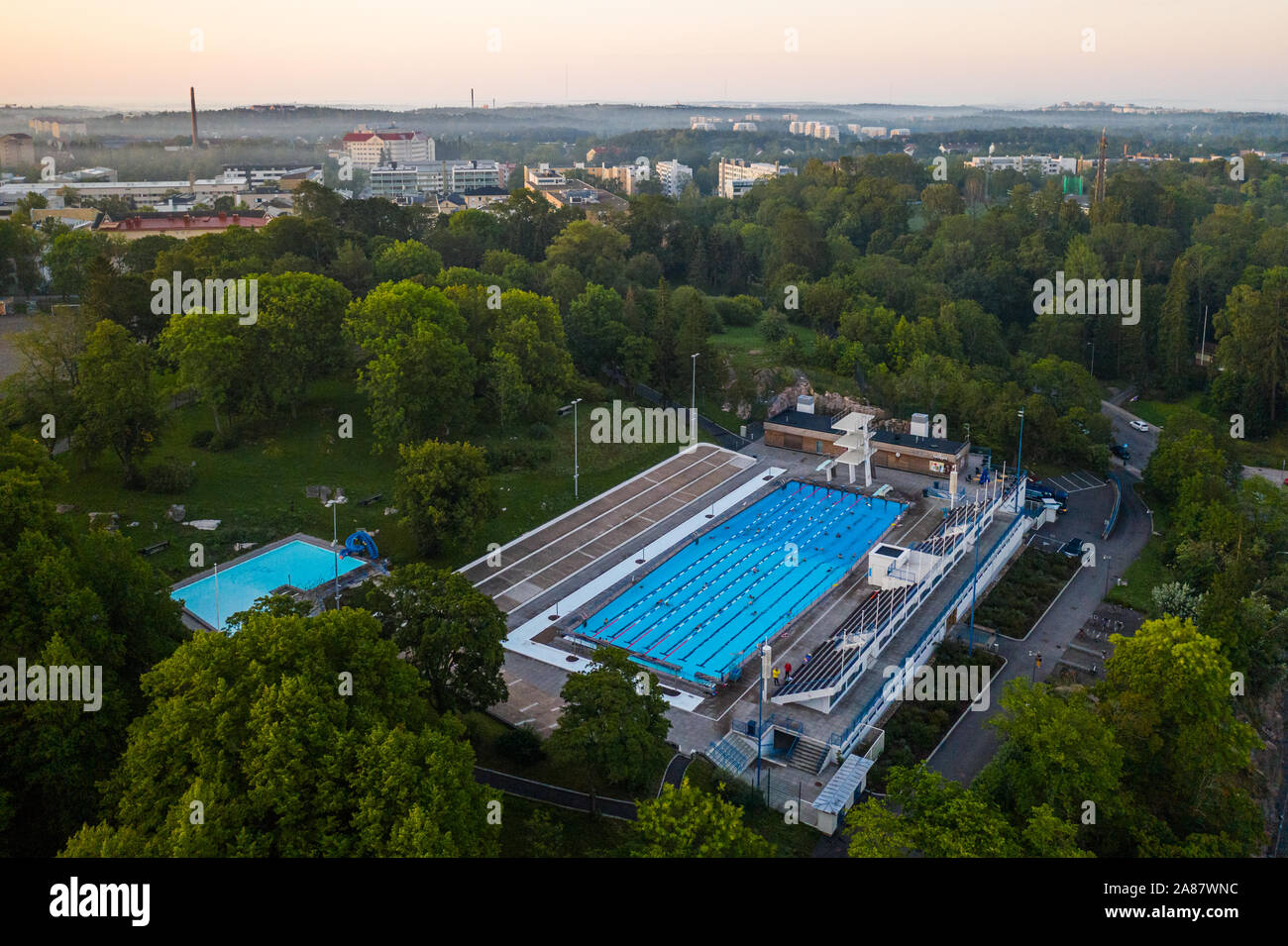 La piscina all'aperto di Turku Foto Stock