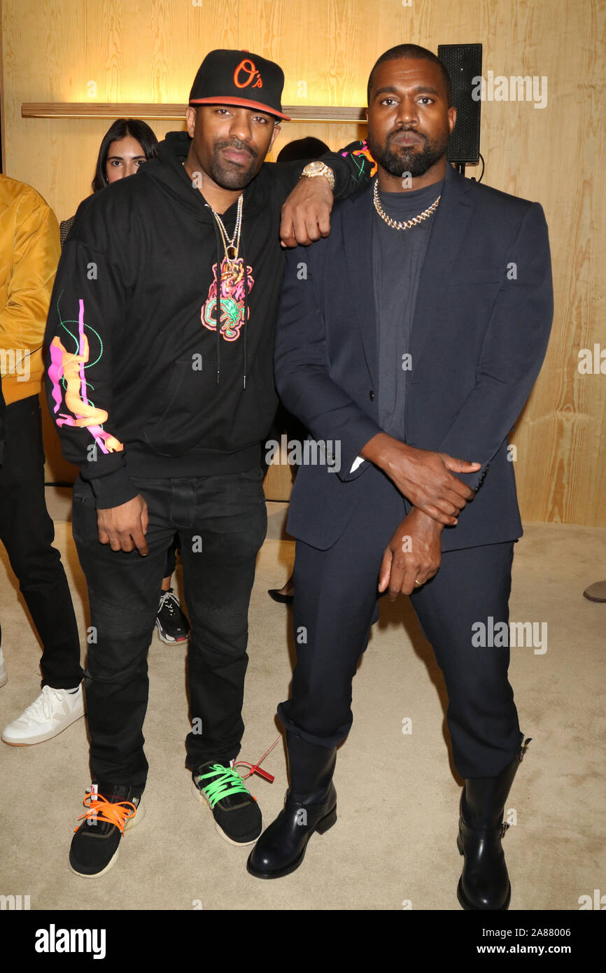 New York, NY, STATI UNITI D'AMERICA. 6 Nov, 2019. DJ Clue & Kanye West frequentare il Kanye West " seguire Dio' musica video di presentazione presso il negozio Burberry, Novembre 6, 2019 a New York City. Photo credit: Walik Goshom/Mediapunch/Alamy Live News Foto Stock