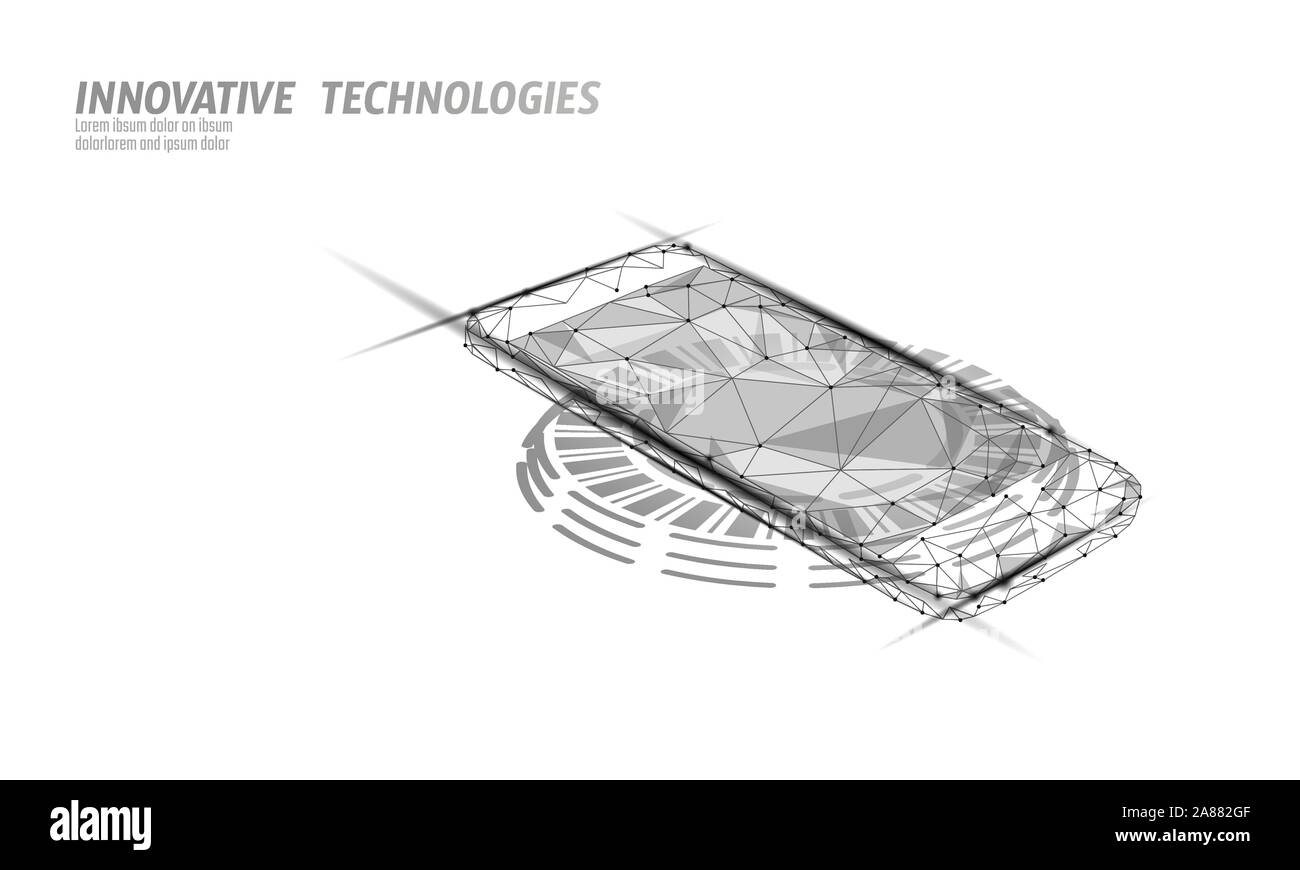 3D realistici di ricarica induttiva pad. Smartphone cordless wireless cambia la stazione di alimentazione. Moderna tecnologia innovativa del dispositivo telefonico elettrico magnetico Illustrazione Vettoriale