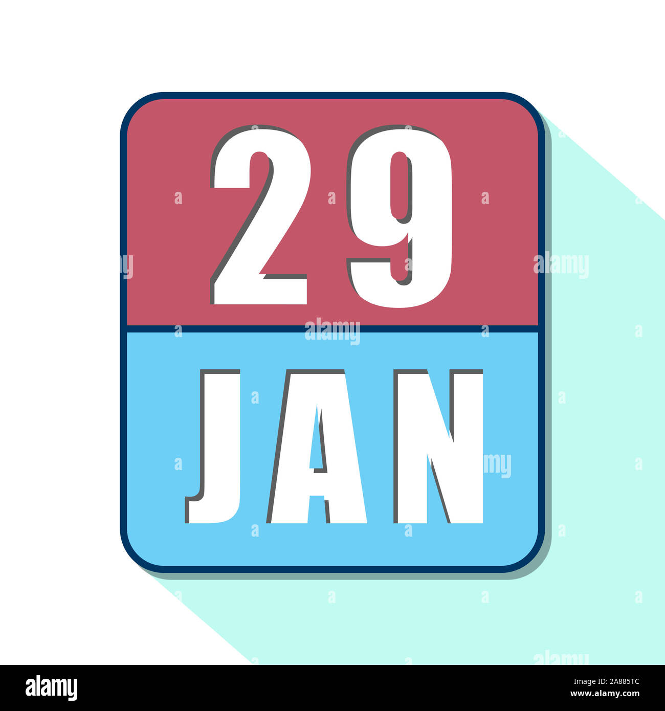 Gennaio 29th. Giorno 29 del mese, semplice icona del calendario su sfondo bianco. Pianificazione. La gestione del tempo. Set di icone del calendario per il web design. mese invernale Foto Stock