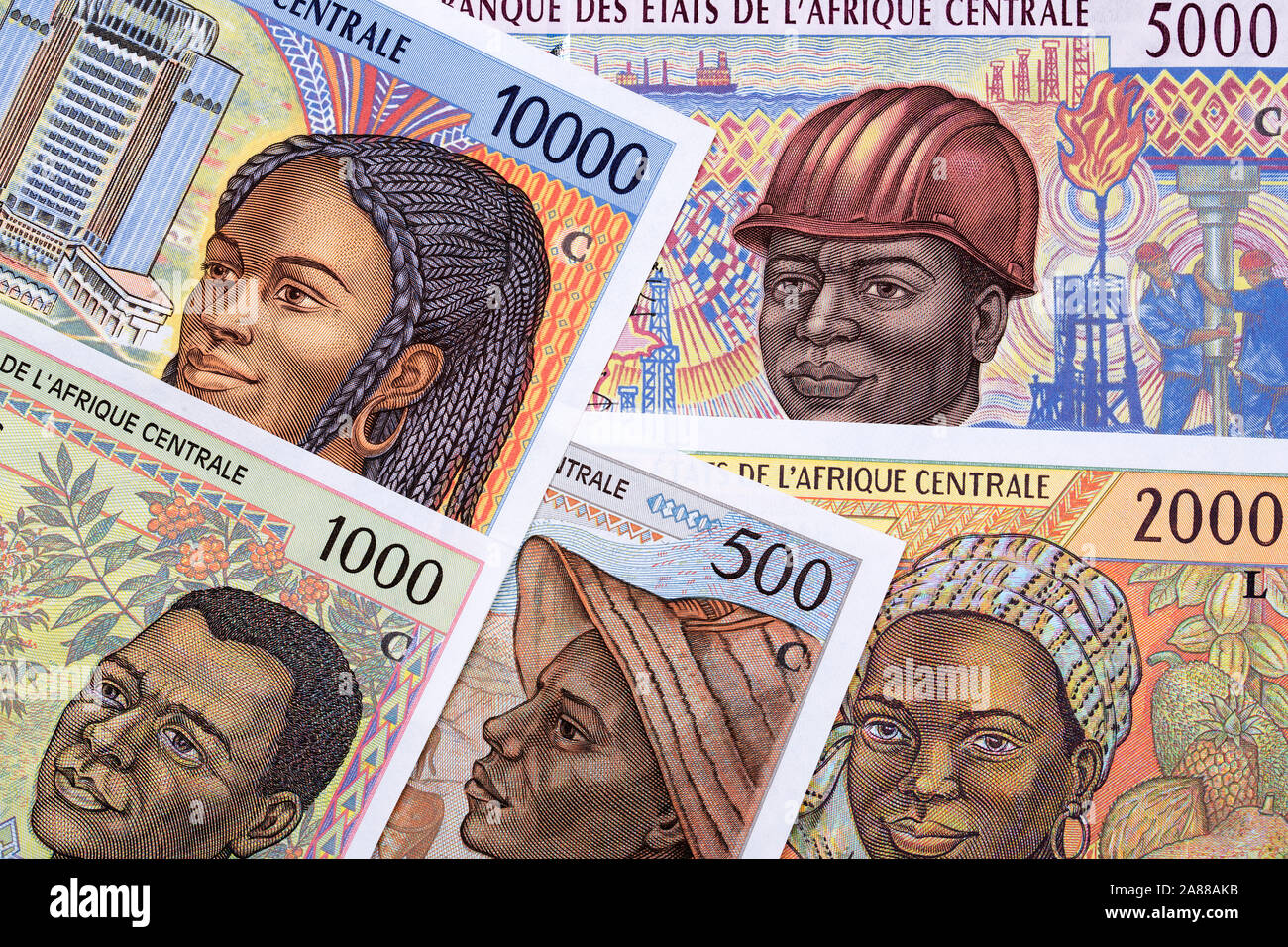 Vecchia Central African soldi un background aziendale Foto Stock