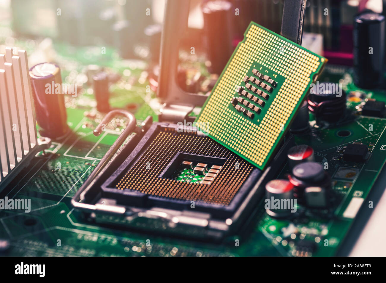 Cpu su computer socket della scheda madre Foto Stock