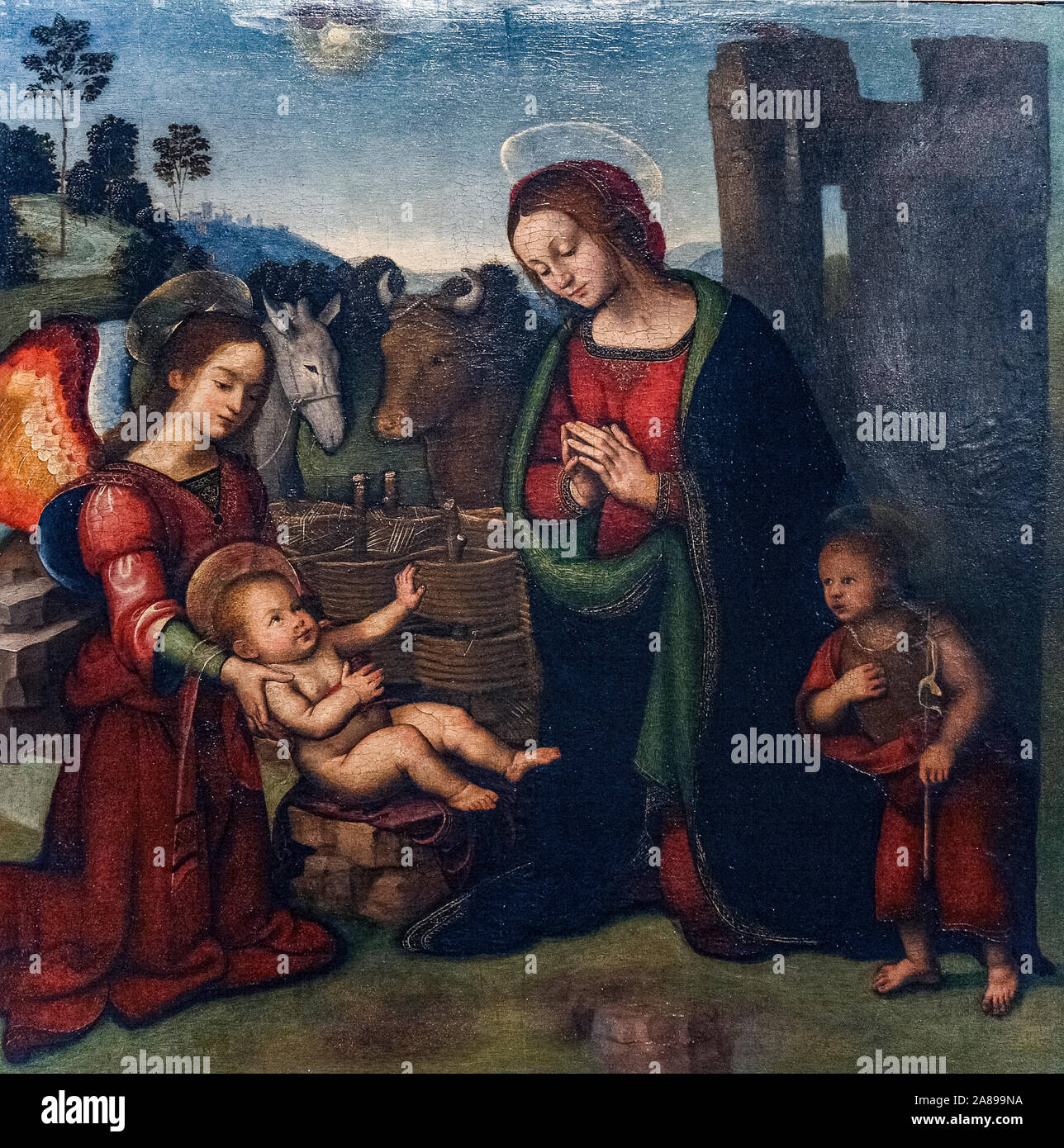 Italia Toscana Arezzo : Museo Nazionale di Arte Medievale e Moderna: Niccolò Saggi: Adorazione del Bambino Foto Stock