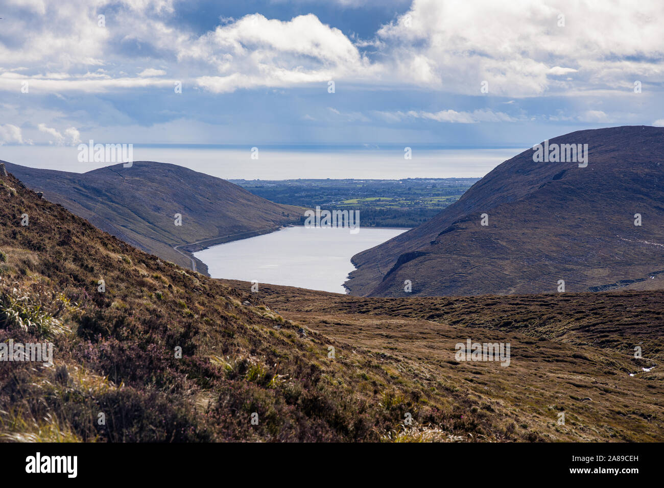 La Valle silenziosa serbatoio, Mourne Mountains, County Down, Irlanda del Nord Foto Stock
