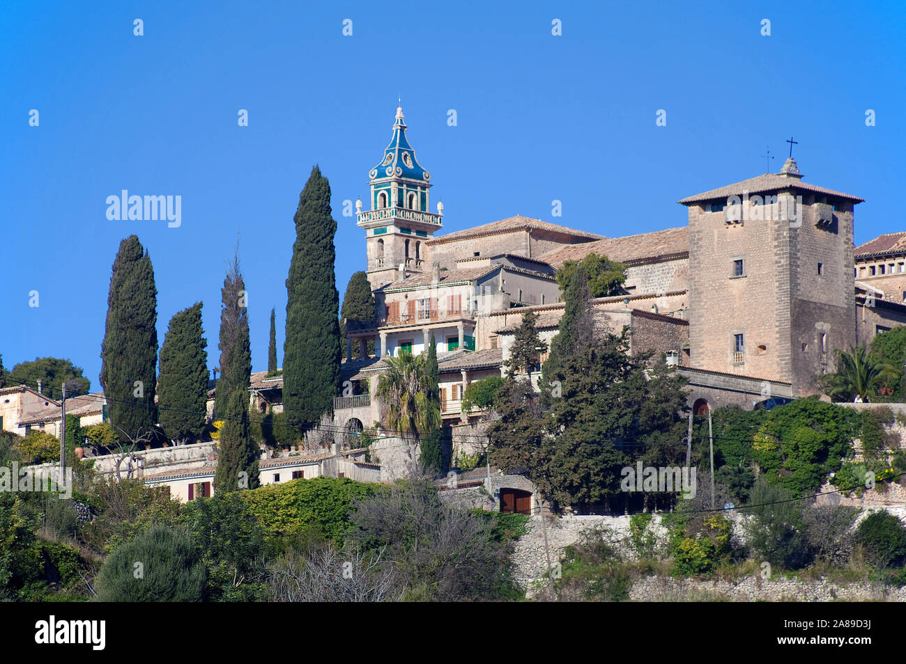 La Certosa di Valldemossa, regione Comarca, Serra de Tramuntana, Maiorca, isole Baleari, Spagna Foto Stock