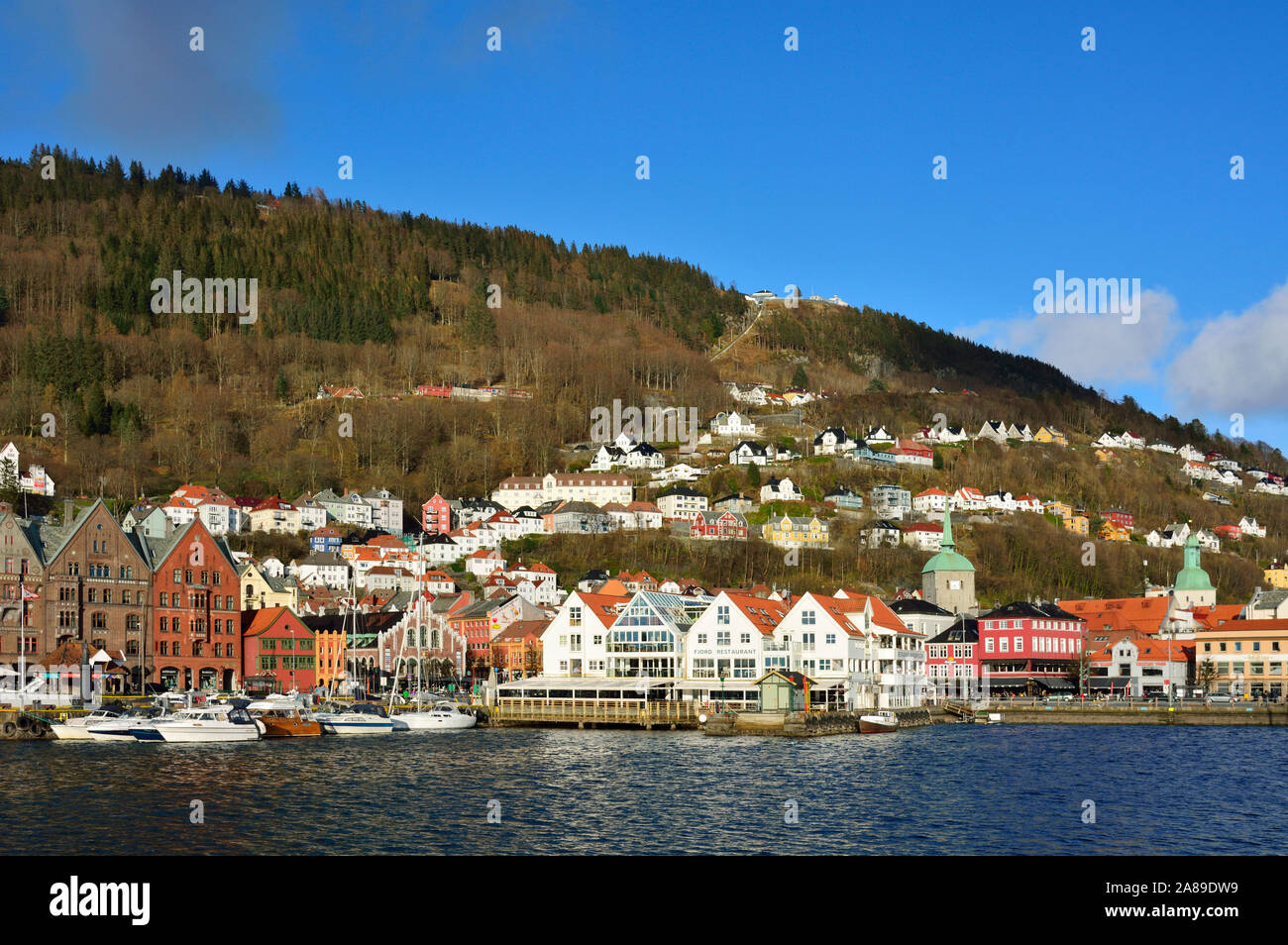 Il quartiere di Bryggen, un ex contatore della Lega Anseatica e oggi un Sito Patrimonio Mondiale dell'UNESCO. Bergen, Norvegia Foto Stock