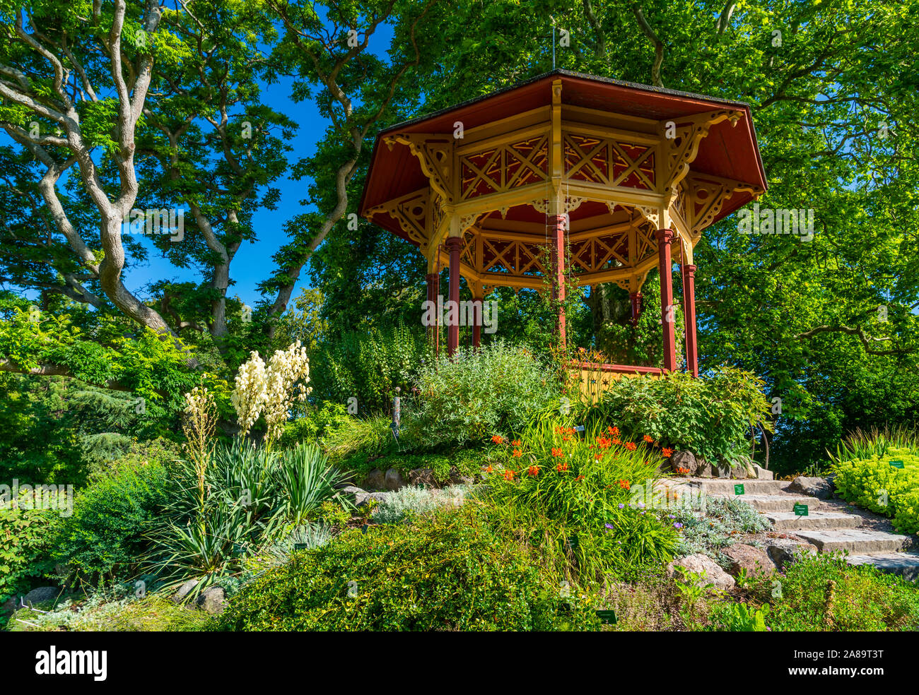 Park Almedalen a Visby, Gotland (Svezia). Foto Stock