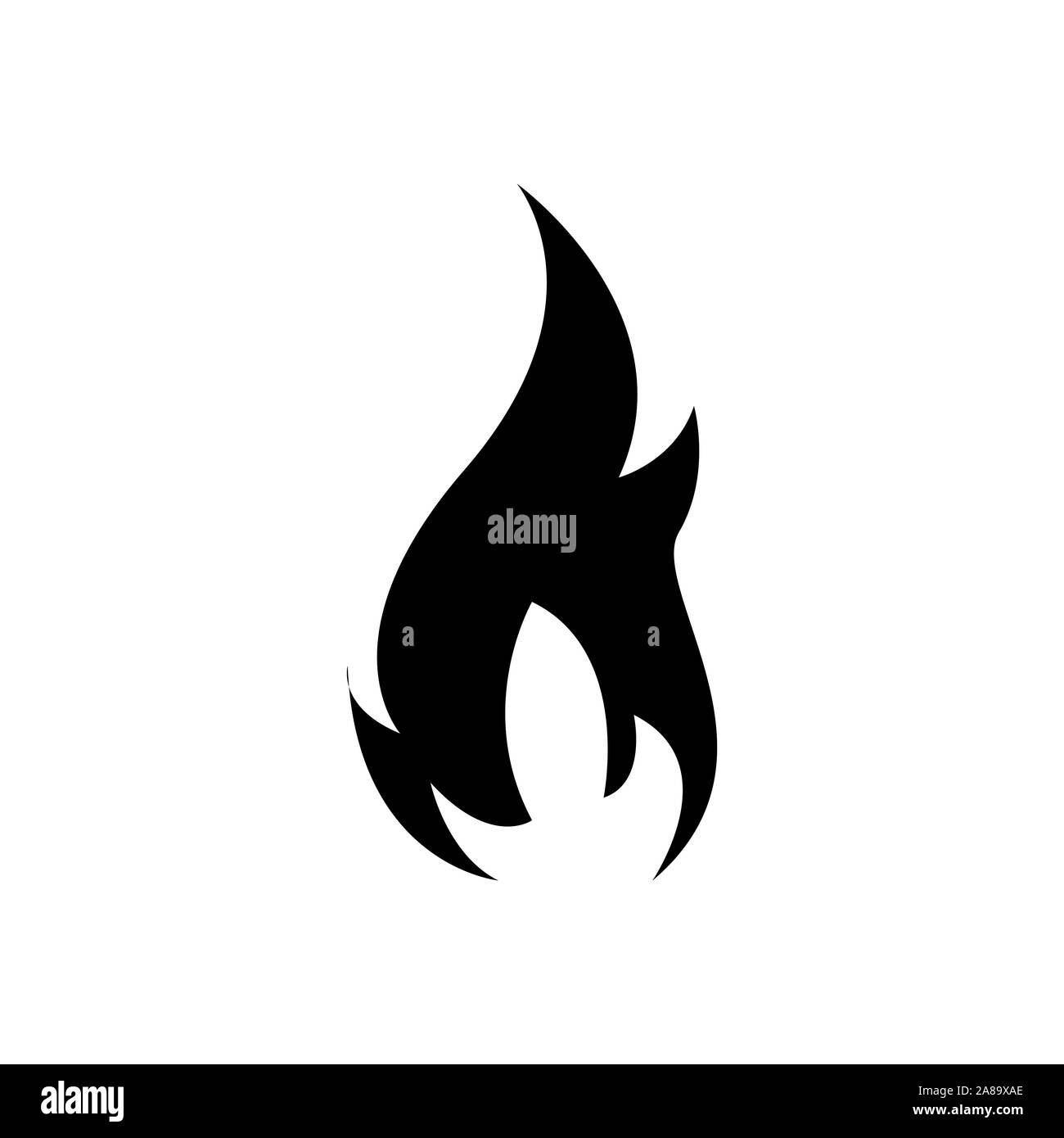 Icona di fuoco nero su bianco immagine vettoriale. Vigili del fuoco di fiamma icona, icona nera isolati su sfondo bianco Illustrazione Vettoriale