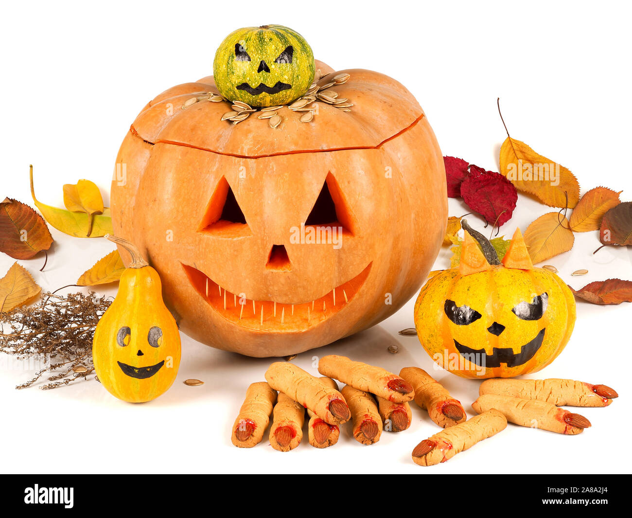 Set di zucche di Halloween caratteri Foto Stock