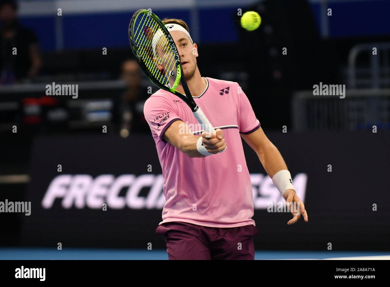 Milano, Italia. 5 Novembre, 2019. casper ruudduring Next Gen di ATP Finals - Torneo Round - Casper Ruud vs Miomir KecmanoviÃ"'', Tennis Internazionali di Milano, Italia, 05 novembre 2019 - LPS/Alessio Tarpini Credito: Alessio Tarpini/LP/ZUMA filo/Alamy Live News Foto Stock