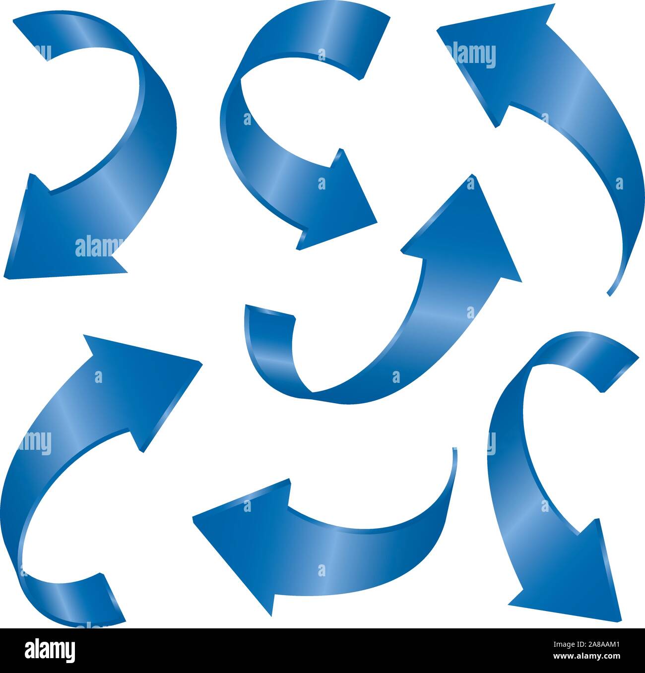 Set di vettore blu frecce 3d. L'elemento grafico per il web e design. Illustrazione di contorno. Illustrazione Vettoriale