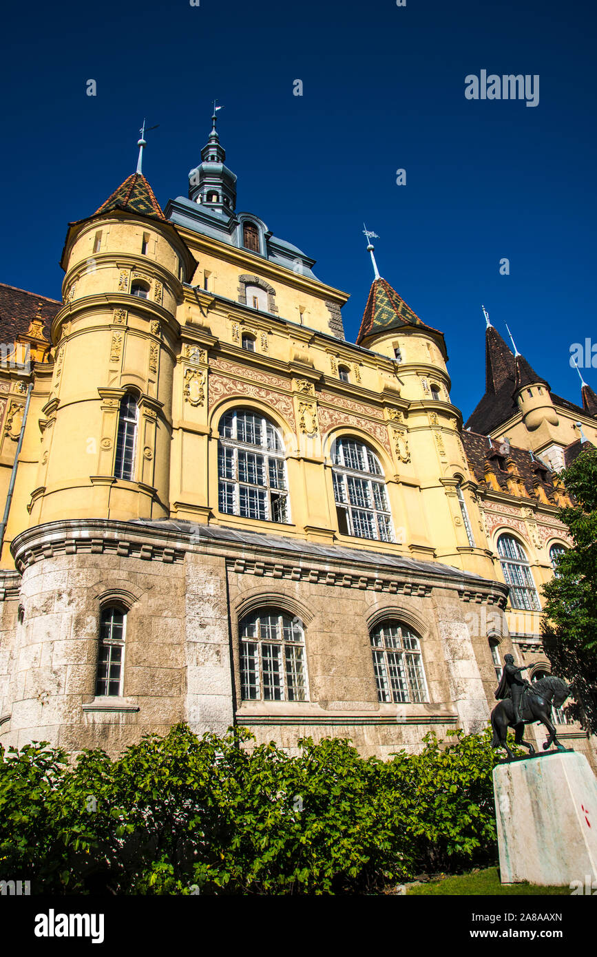Castello di Vajdahunyad è nel parco della città di Budapest in Ungheria.it è stato costruito nel 1896 ha celebrato i mille anni della fondazione di Ungheria. Si tratta di un fantasy Foto Stock