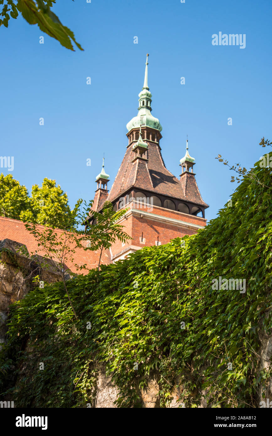 Castello di Vajdahunyad è nel parco della città di Budapest in Ungheria.it è stato costruito nel 1896 ha celebrato i mille anni della fondazione di Ungheria. Si tratta di un fantasy Foto Stock