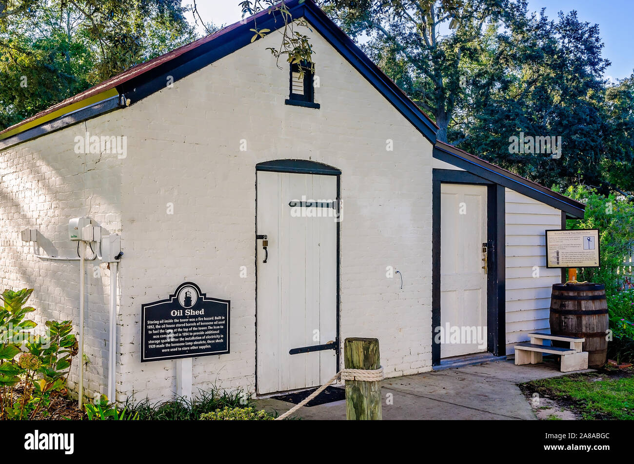 Un olio versato al faro di Pensacola e museo è raffigurato, Ottobre 27, 2019, in Pensacola, Florida. Foto Stock