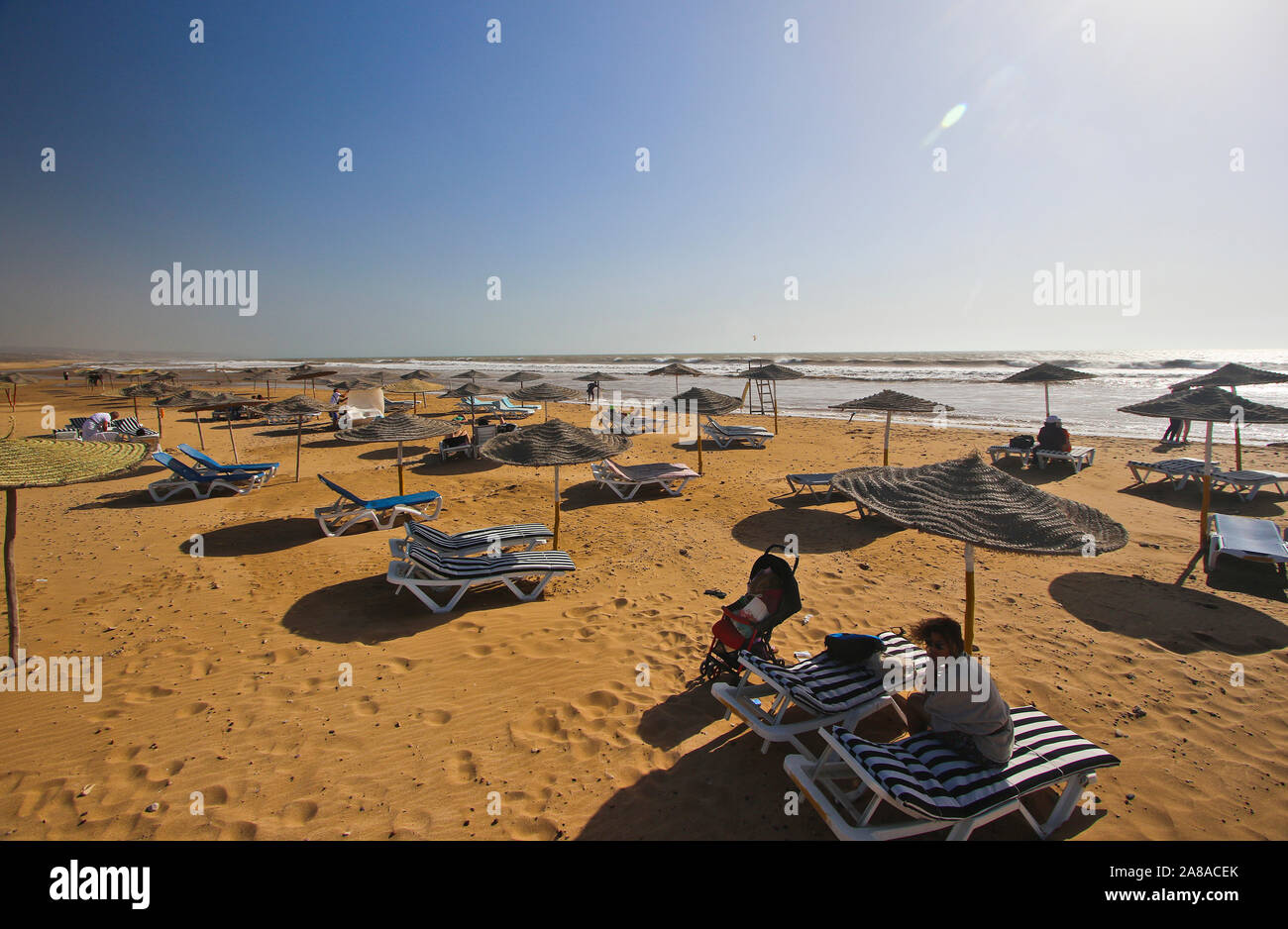 La spiaggia di Sidi Kaouki vicino a Essaouira. Il Marocco Foto Stock