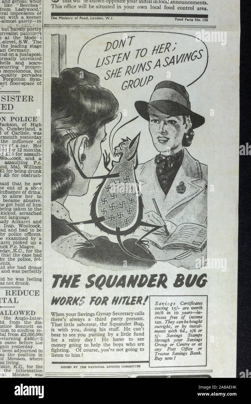 Annuncio per i certificati di risparmio che mira a raccogliere fondi per la guerra in Daily Telegraph (replica), 18 maggio 1943, il giorno dopo il Dam Busters raid. Foto Stock