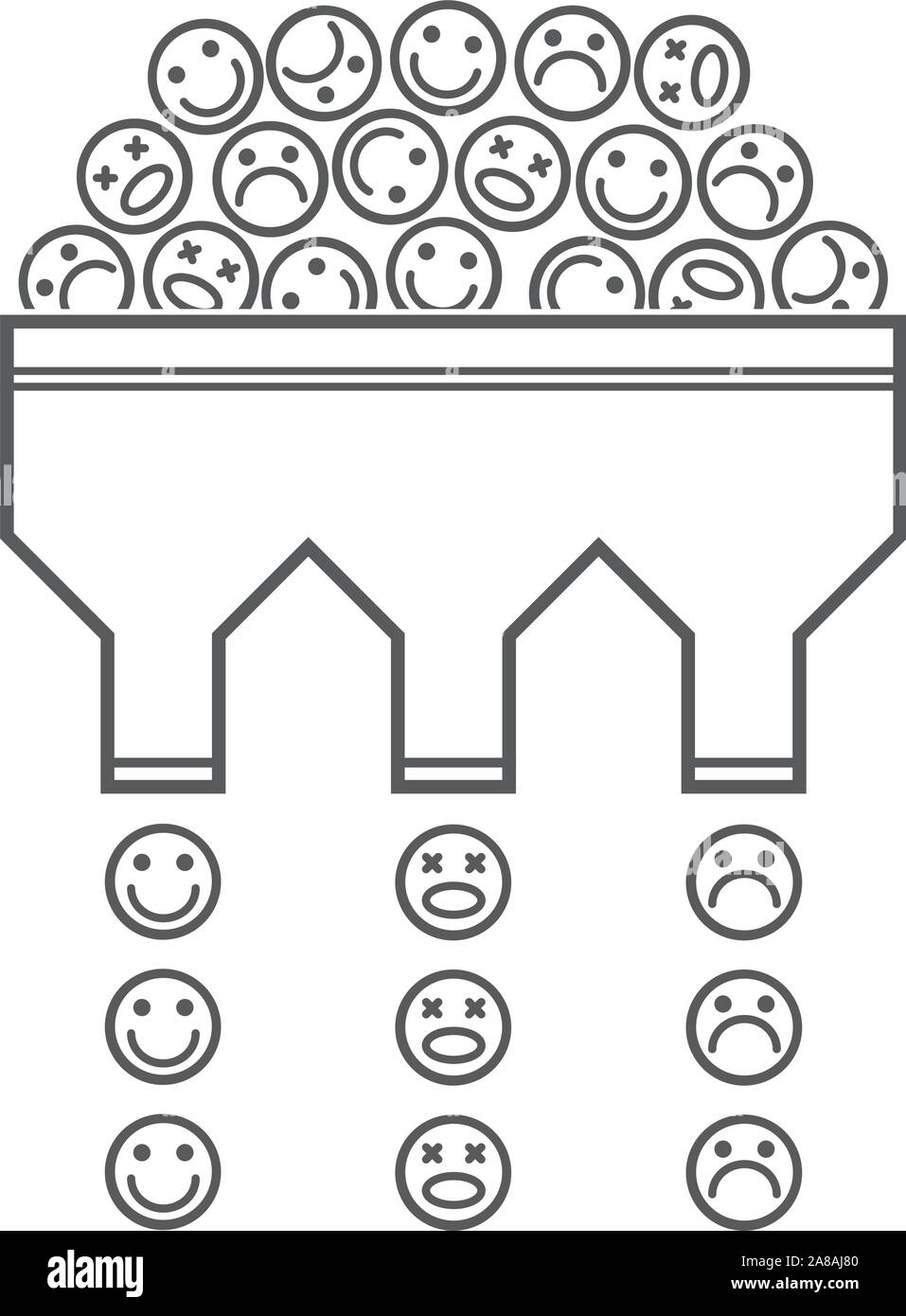 Riconoscimento dell'umore - processo di identificazione delle emozioni umane da espressioni del viso - illustrazione Illustrazione Vettoriale