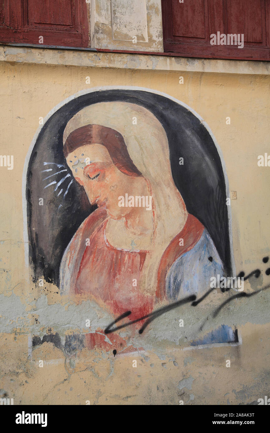 Dipinti murali vicino alla Cattedrale armena, Lviv, Ucraina Foto Stock