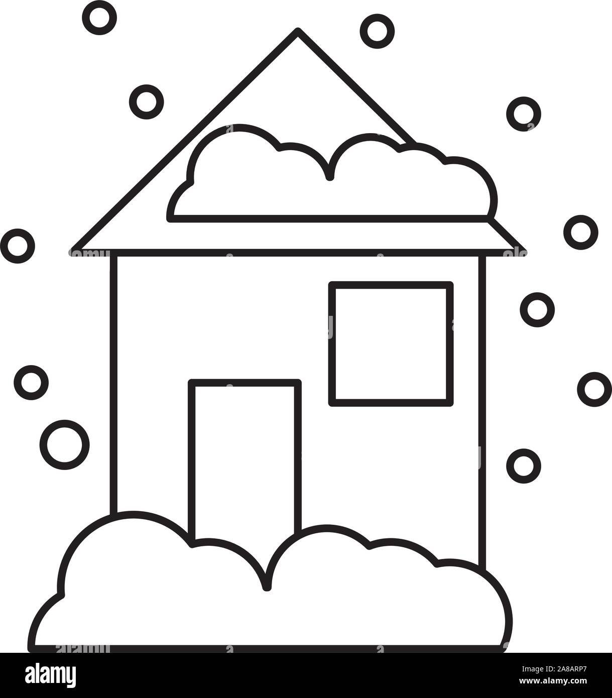 Felice Natale casa con la tempesta di neve Illustrazione Vettoriale