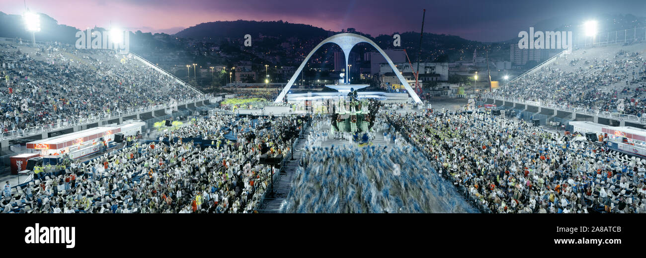 Vista aerea della sfilata di Carnevale, Rio de Janeiro, Brasile Foto Stock