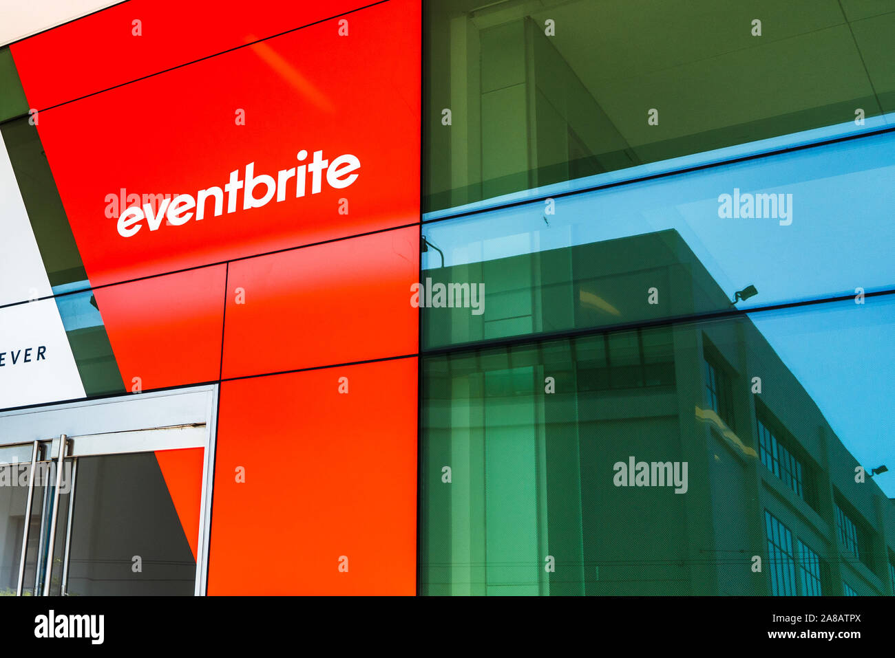 Agosto 21, 2019 San Francisco / CA / STATI UNITI D'AMERICA - sede Eventbrite downtown San Francisco; Eventbrite è basata negli Stati Uniti per la gestione degli eventi e di veli di ticketing Foto Stock