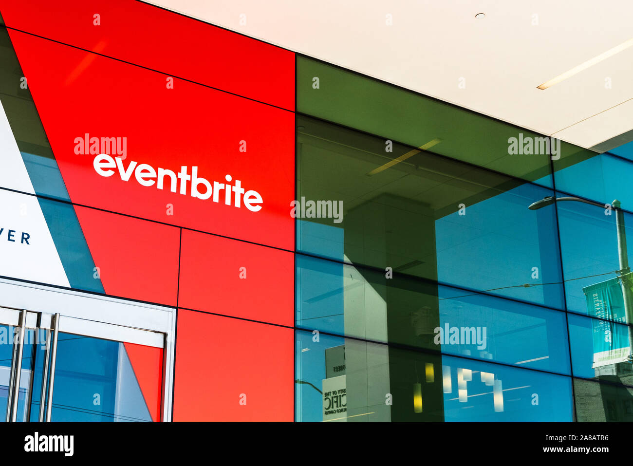 Agosto 21, 2019 San Francisco / CA / STATI UNITI D'AMERICA - sede Eventbrite downtown San Francisco; Eventbrite è basata negli Stati Uniti per la gestione degli eventi e di veli di ticketing Foto Stock