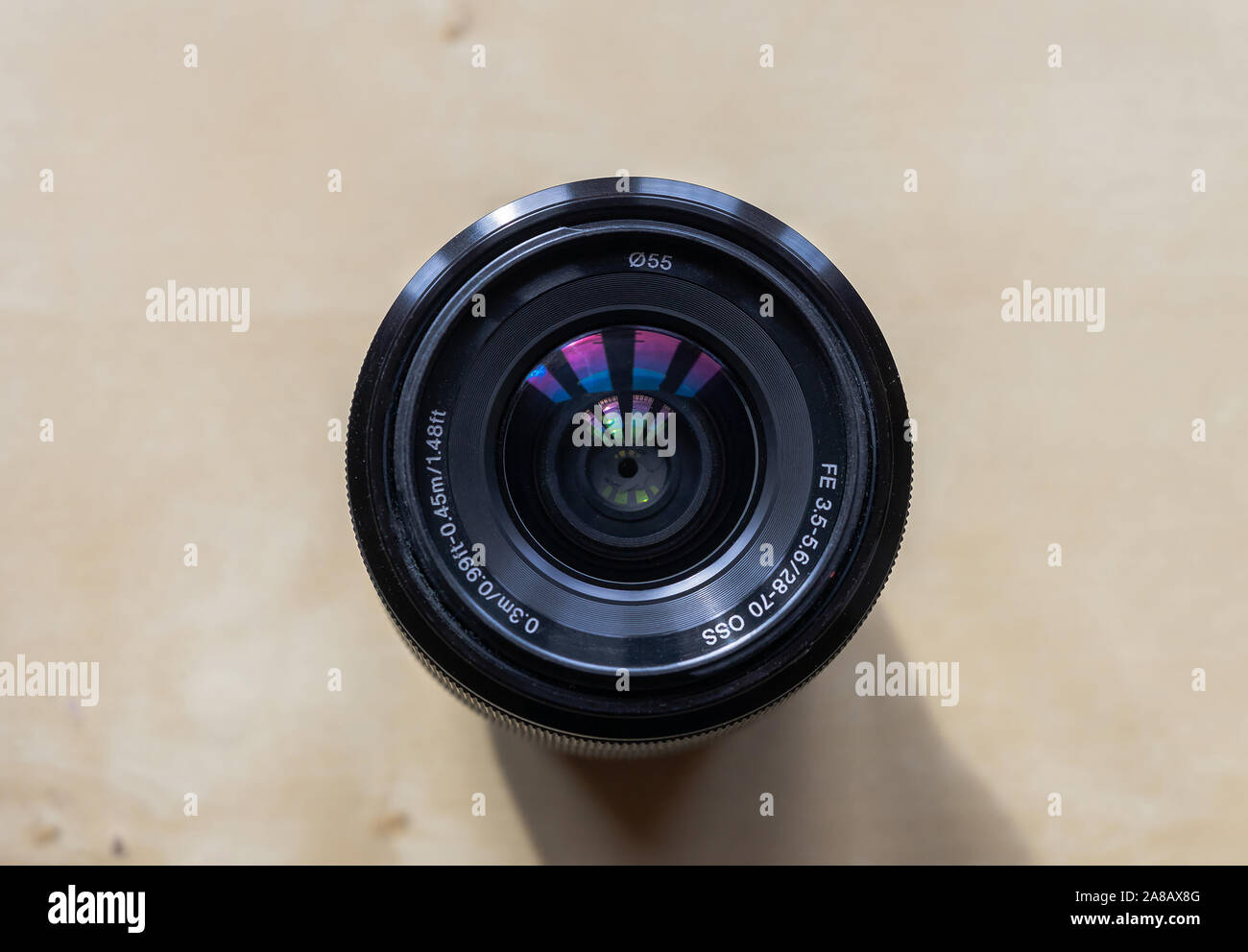 Digitali full frame lente della fotocamera dal di sopra Foto Stock