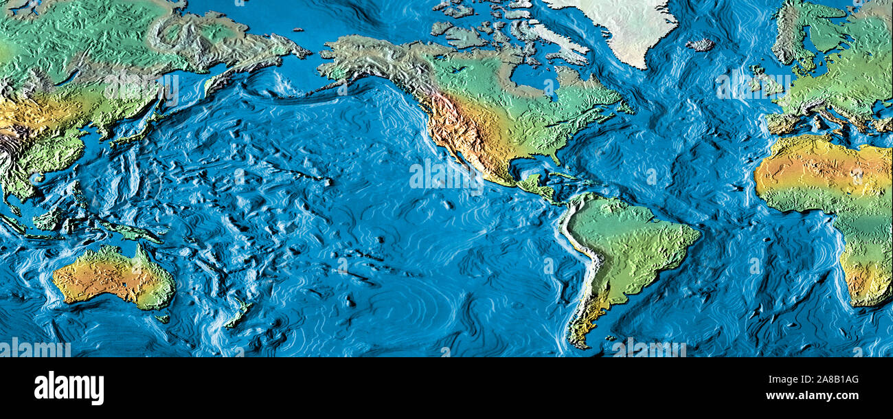 Close-up di una mappa del mondo Foto Stock