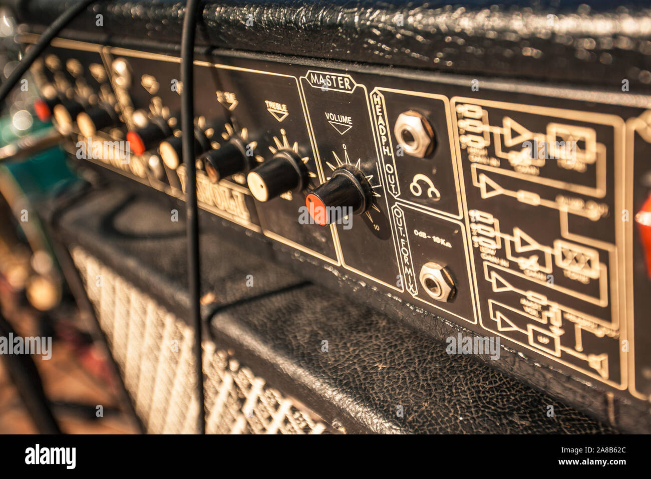Dettaglio di un vintage guitar amp Foto Stock